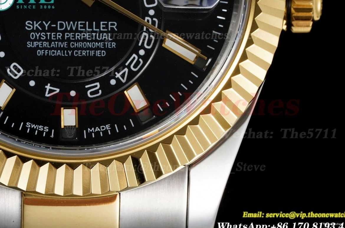 42mm SkyDweller A9001 326933  SS Oyster FNF Stk YG Black 0501